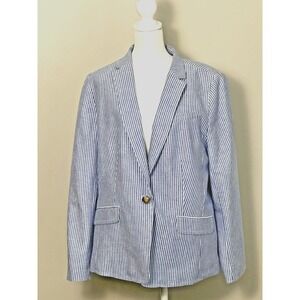 Talbots Womens Blue and white Pinstripe Blazer Size 14